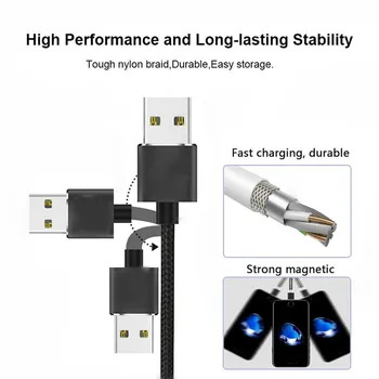 Manyetik Kablo aydınlatma 2.4 A Hızlı Şarj mikro USB Kablosu C Tipi Mıknatıs Şarj Cihazı 1M Örgülü Telefon Kablosu iPhone Xs için Samsung Tel