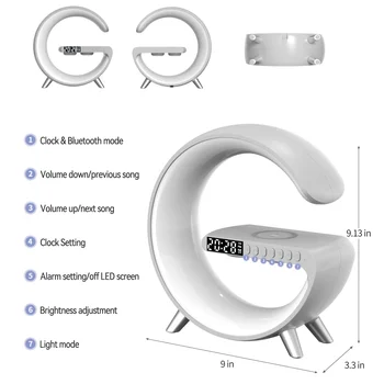 Kablosuz Şarj Çalar Saat Bluetooth Hoparlör APP Kontrolü ile RGB Masa Lambası Şarj İstasyonu İphone 8 için 11 12 13 14 Samsung 4