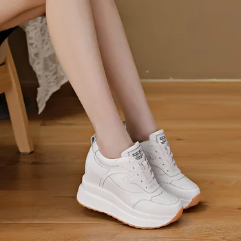 Fujin 10 cm Platformu Kama Sneakers Tıknaz Ayakkabı Hakiki Deri Kadınlar için Yaz Ayakkabı Bahar Sonbahar Yürüyüş Sneakers Moda