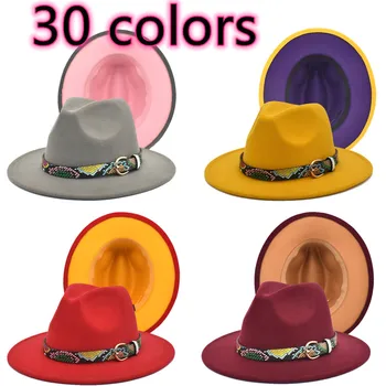 30 renk fötr şapka yün caz şapka parti şapkaları bayanlar fötr şapkalar erkek şapkalar silindir şapkalar Panama кепкаченская