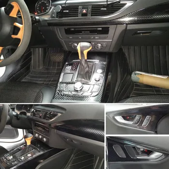 3D / 5D Karbon Fiber Etiketler Çıkartmaları Audi A7 2011-2018 İç Merkezi Kontrol panelli kapı Kolu Araba Styling Aksesuar