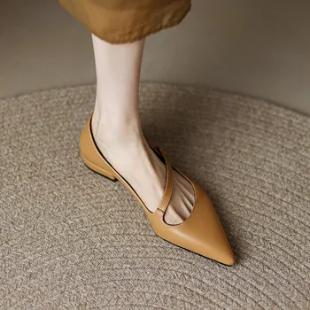 2022 Yeni Mary Janes Moda Sivri Burun Kadın Ayakkabı İlkbahar Sonbahar PU Deri Toka Kadın Düşük Topuklu Rahat ayakkabı Boyutu 34-43