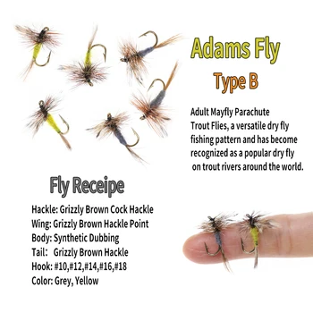 Wifreo 6/10 adet Adams Sinek #14 Paraşüt Kuru Sinek Yapay Alabalık Balıkçılık Cazibesi Yem Yetişkin Mayfly uçan Caddis veya Midge
