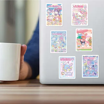Hello Kitty Kuromi Sanrio Sticker Graffiti Kırtasiye Goo Kart Dıy Bagaj Kahve Fincanı El Hesabı Etiket Toplu Hediye 0
