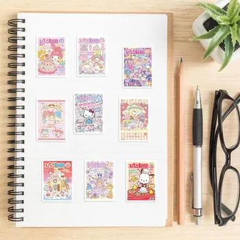 Hello Kitty Kuromi Sanrio Sticker Graffiti Kırtasiye Goo Kart Dıy Bagaj Kahve Fincanı El Hesabı Etiket Toplu Hediye 4