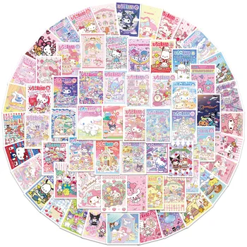 Hello Kitty Kuromi Sanrio Sticker Graffiti Kırtasiye Goo Kart Dıy Bagaj Kahve Fincanı El Hesabı Etiket Toplu Hediye 5