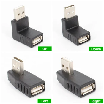 USB 2.0 Tip A Erkek Kadın Genişleme Kablosu Adaptörü 90 Derece yukarı Aşağı Sol Sağ Açı pc bilgisayar