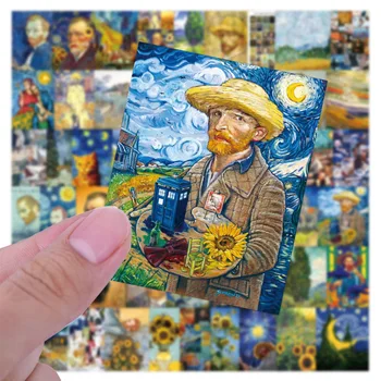 10/30/54 adet Yağlıboya Sanat Van Gogh Graffiti Çıkartmalar Dizüstü Bagaj Telefon Kask Duvar Araba dekorasyon çıkartmaları DIY Oyuncaklar 4