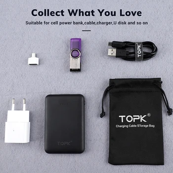 TOPK J03 taşınabilir güç kaynağı kılıfı Telefon Kılıfı için USB şarj aleti USB kablolu telefon saklama kutusu Cep Telefonu Aksesuarları 100 * 30mm 1
