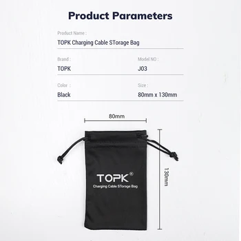 TOPK J03 taşınabilir güç kaynağı kılıfı Telefon Kılıfı için USB şarj aleti USB kablolu telefon saklama kutusu Cep Telefonu Aksesuarları 100 * 30mm 2