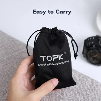 TOPK J03 taşınabilir güç kaynağı kılıfı Telefon Kılıfı için USB şarj aleti USB kablolu telefon saklama kutusu Cep Telefonu Aksesuarları 100 * 30mm 3