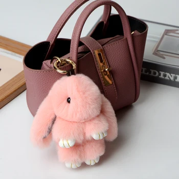 Kabarık Tavşan Kürk Ponpon Tavşan Anahtarlık Kızlar İçin Çanta Araba Anahtarlık Takı Hediyeler Biblo Kadın Tavşan Anahtar Etiketleri