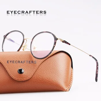 High-end Ultra Hafif TR90 + Paslanmaz Çelik Gözlük Çerçeveleri Mens Womens Retro Vintage Yuvarlak Şeffaf Lens Gözlük Çerçevesi