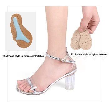 Hakiki Deri kaymaz ayakkabı tabanlığı Kadın yüksek topuklu sandalet Anti Kayma Etiket Ayak Kendinden yapışkanlı Yama Jel Ön Ayak Pedleri