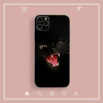 TOPLBPCS Sevimli Siyah Kedi Telefon Kılıfı için iPhone 11 12 13 mini pro XS MAX 8 7 6 6S Artı X 5S SE 2020 XR durumda