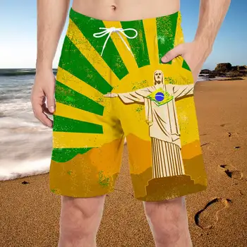 Yeni Moda Bayrak Baskılı erkek Şort Mayo erkek Külot Şort Erkek plaj şortu erkek yüzme şortu Koşu Spor Şort