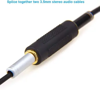 3.5 mm ila 3.5 mm Ses Dişi Dişi Adaptör, Yükseltilmiş Altın Kaplama Konektörler İki adet 3.5 mm Stereo Ses Kablosu Bağlar 0