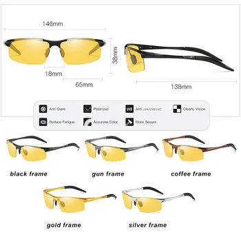 Alüminyum Magnezyum Fotokromik Güneş Gözlüğü Polarize gece görüş gözlüğü Erkek Oculos Sürücü Sarı sürüş gözlükleri gafas de sol 0