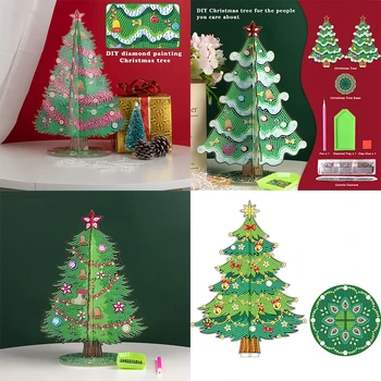2023 Yeni DIY Elmas Boyama 3D Yılbaşı Ağacı Masaüstü Dekorasyon Masa Süsleri çocuk Noel Hediyesi El Sanatları Parti Dekor Doğum