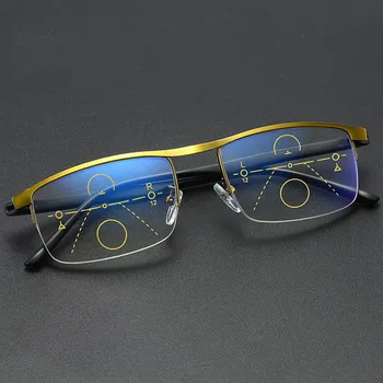 2021 Akıllı ilerici okuma gözlüğü erkekler kadınlar Uzak ve yakın çift kullanımlı Anti-mavi ışık otomatik ayar Multifokal Gözlük 1