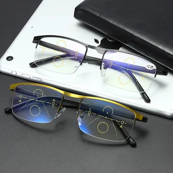 2021 Akıllı ilerici okuma gözlüğü erkekler kadınlar Uzak ve yakın çift kullanımlı Anti-mavi ışık otomatik ayar Multifokal Gözlük 2