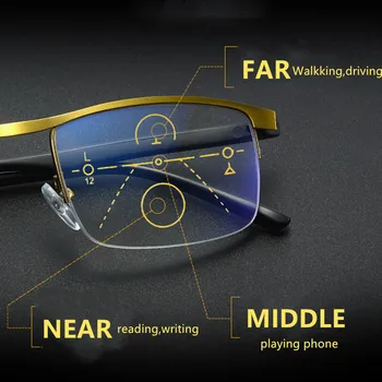 2021 Akıllı ilerici okuma gözlüğü erkekler kadınlar Uzak ve yakın çift kullanımlı Anti-mavi ışık otomatik ayar Multifokal Gözlük 4