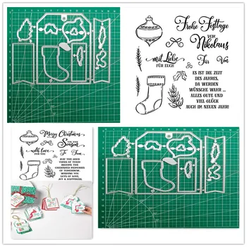 Noel Etiketi Büfe Metal Kesme Ölür ve Pullar Scrapbooking dekorasyon kağıdı Kartı Kabartmalı Fotoğraf Albümü Zanaat Şablonu 0