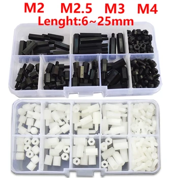M2 M2. 5 M3 M4 Beyaz Siyah Erkek Kadın Naylon Hex Standoff Plastik Iplik Spacer Çeşitler Kiti PCB anakart devre 5