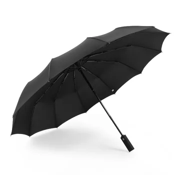 Otomatik 12 kemik rüzgar geçirmez otomatik şemsiye erkek iş katı katlanır şemsiye