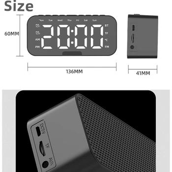 Dijital alarmlı saat Saat Ayna Yüzey bluetooth hoparlör Elektronik Saat Büyük Ekran FM Radyo ile Yatak Odası Ofis için 3