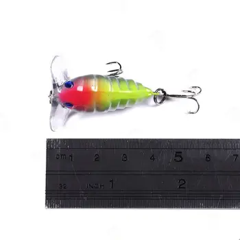 1 ADET Yeni Biyonik Böcek Popper Balıkçılık Lures 4cm 4.4 g Simülasyon Ağustosböceği Kanat Topwater Wobbler Yapay Sert Yem Crankbait Aracı 1