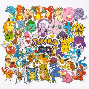 10/30/50/100 Adet Pokemon Kawaii Pikachu Sticker Motosiklet Telefon Araba Kaykay laptop etiketi Su Geçirmez Klasik 4