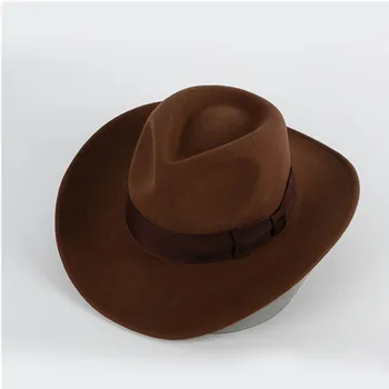 X4008 Unisex Yün fötr şapka Geniş Bant Keçe Yün fötr şapka Sürme Kovboy şapkaları Erkek fötr şapkalar