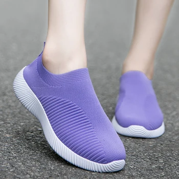 Rimocy Nefes Örgü Platformu Sneakers Kadınlar Rahat Yumuşak Taban Elastik Örgü Daireler Artı Boyutu 46 Kaymaz rahat ayakkabılar Kadın