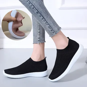 Rimocy Nefes Örgü Platformu Sneakers Kadınlar Rahat Yumuşak Taban Elastik Örgü Daireler Artı Boyutu 46 Kaymaz rahat ayakkabılar Kadın 1