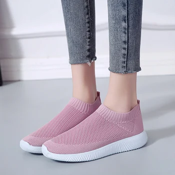 Rimocy Nefes Örgü Platformu Sneakers Kadınlar Rahat Yumuşak Taban Elastik Örgü Daireler Artı Boyutu 46 Kaymaz rahat ayakkabılar Kadın 5