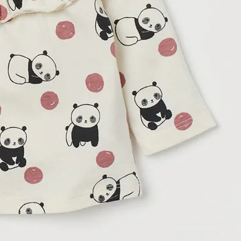 Küçük Maven Yeni Sonbahar Bahar Çocuklar Beyaz Panda Hayvanlar Baskılı O-Boyun Tam kollu Pamuklu Örme Kızlar Bluz Tişörtleri Tops