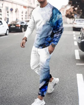 Erkek Eşofman Rahat Sonbahar uzun Kollu tişört ve uzun takım elbise iki Parçalı Set Erkek Giyim Streetwear Giyim erkekler için