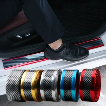 Araba Kapı Eşiği Koruyucu Çıkartmalar Anti Scratch Kauçuk Şerit Karbon Fiber Araba Eşik Koruma Tampon şerit etiket Araba Styling