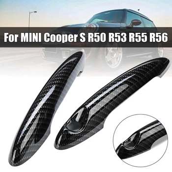 MİNİ Cooper S R50 / 53 R 55 R56 İçin Kapak Trim Parlak Siyah yeni Varış 2 adet Karbon Fiber Araba Kapısı/Set Kolu 5
