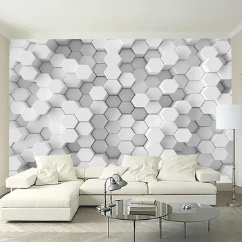 Özel Modern Yaratıcı Beyaz Altıgen Geometrik Mozaik Fotoğraf Duvar Kağıdı salon Yatak odası Duvar 3D duvar Kağıdı Resim Herhangi bir Boyut