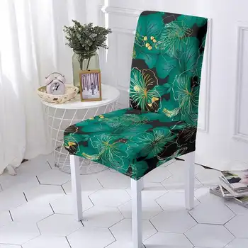 Baskı çiçek kumaş sandalye kılıfı Evrensel Boyutu Streç Slipcovers Elastik Koltuk sandalye kılıfı s Restoran Yemek Odası İçin 0