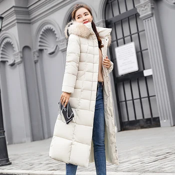 Avrupa Tarzı Kış Ceket Kadınlar Kapşonlu Kürk Sıcak Kalınlaşmak Bayan Uzun Ceket Kadın Parkas