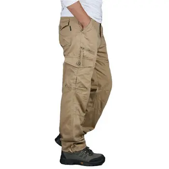 Kargo Pantolon Erkek Dış Giyim Çok Cep Taktik Askeri Ordu Pantolon Pantolon İş pantolonu Tulum Fermuarlı Cebi Techwear Erkek Pantolon