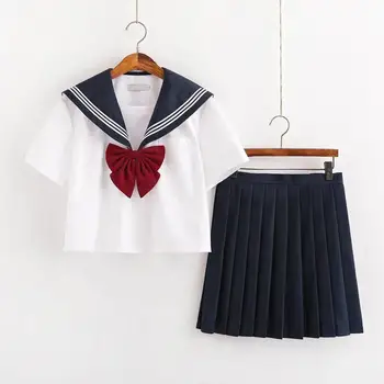 Japon Tarzı S-2xl Öğrenci Kız Okul Üniformaları Kızlar Donanma Kostüm Kadınlar Seksi Donanma JK Takım Denizci Bluz Pilili Etek 4