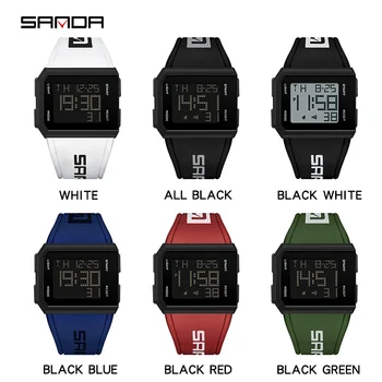 SANDA Marka erkek Saatler Moda Casual İzle Erkekler için Spor LED Dijital Kol Saati Su Geçirmez Askeri Saat Relogio Masculino 5