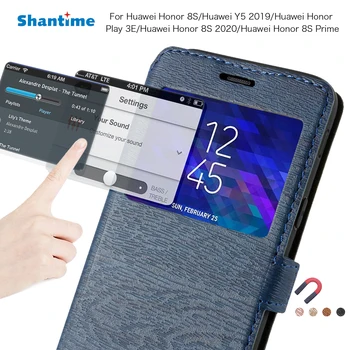 Deri telefon kılıfı İçin Huawei Onur 8S Onur 8S 2020 8S Başbakan Durumda Huawei Y5 2019 Onur Oynamak 3E Görünüm Penceresi Kılıf arka kapak