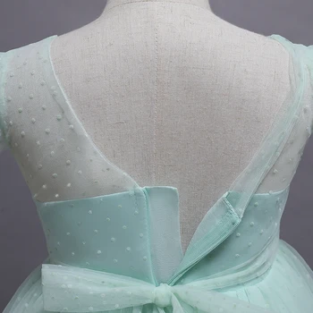 Zarif Kız Mavi Yay Prenses Elbise Çiçek Kız Gelinlik Modelleri Düğün İçin 4-10 Çocuk Plaj Festivali Kostüm Resmi Balo Elbisesi