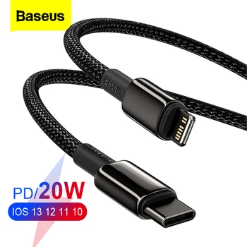 Baseus 20W PD USB Kablosu iPhone 13 12 11 Pro XS Max XR X USB Tip C Hızlı Şarj Veri Kablosu Macbook iPad Hava İçin Tel Kordon
