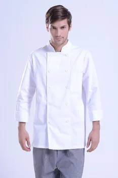 Moda Unisex Kruvaze şefin Üniforma, şef Ceketler Şef Mutfak Iş Elbisesi Şef hizmeti 3 renk Yaldızlı düğmeler